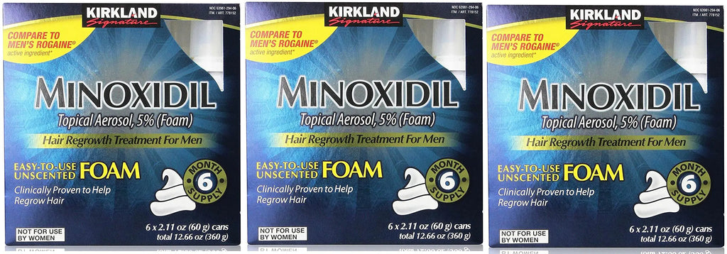 Kirkland Signature Hair Regrowth Minoxidil for Men 2.11oz (6 Ct) (Pack of 3)